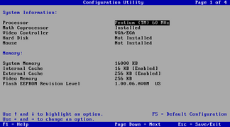 IBM PS/ValuePoint P60 setup utility